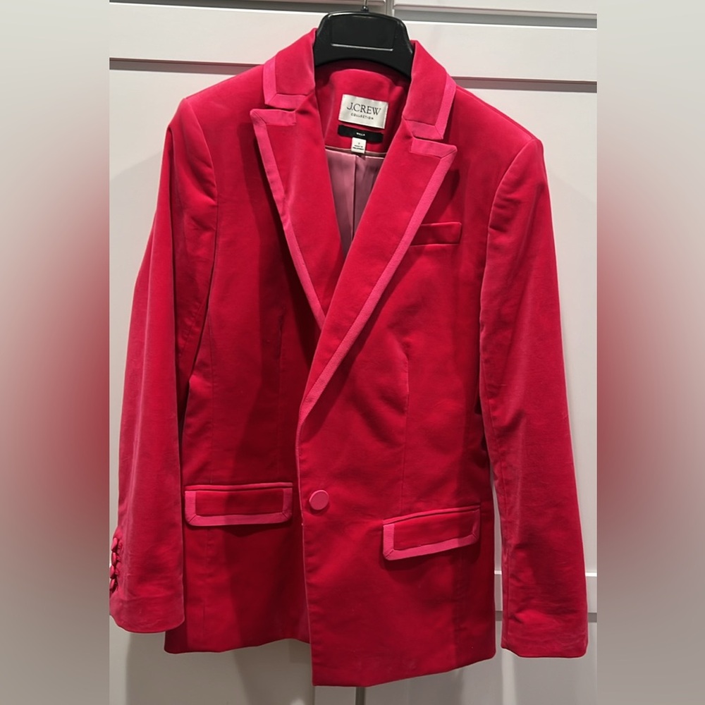 J. Crew Women’s hot pink velvet blazer size 2